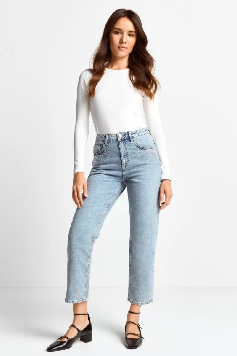 Rich & Royal Denim Mit Strassdetails | Damen Vintage Straight