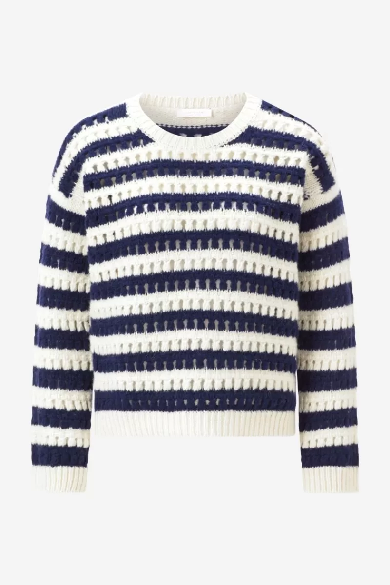 Rich & Royal Gestreifter Lochstrickpullover | Damen Pullover