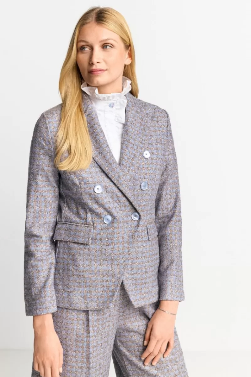 Rich & Royal Karierter Wollblazer Mit Reverskragen | Damen Casual Blazer | Business Blazer