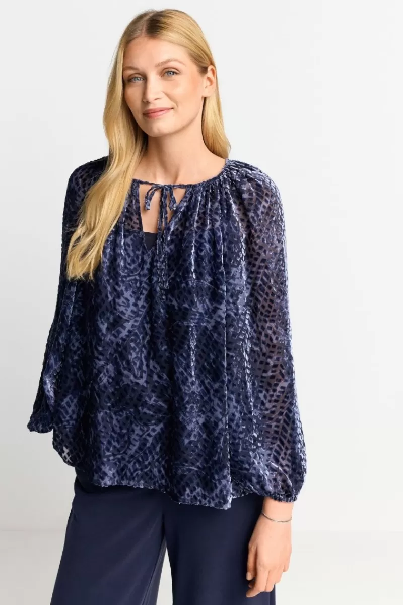 Rich & Royal Samtbluse Mit Ballonärmeln | Damen Casual Blusen