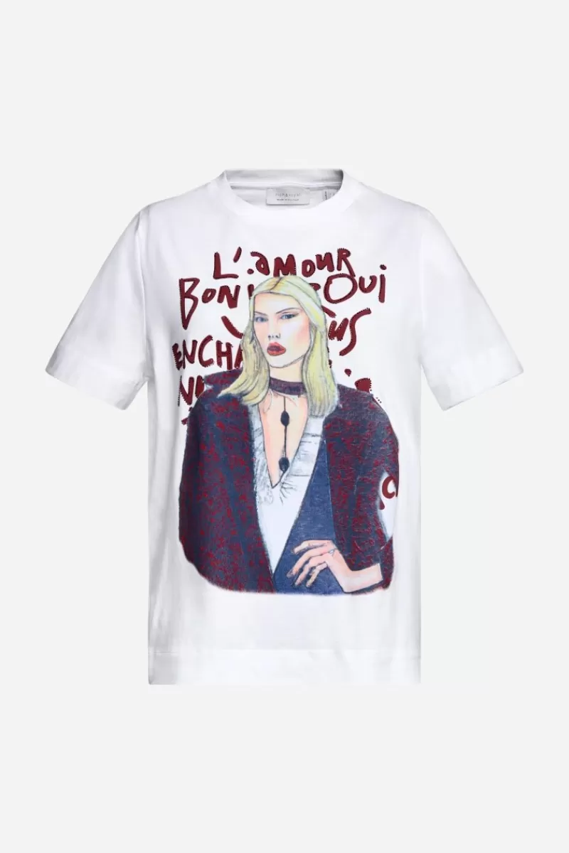 Rich & Royal T-Shirt Mit Fashion-Illustration | Damen T-Shirts