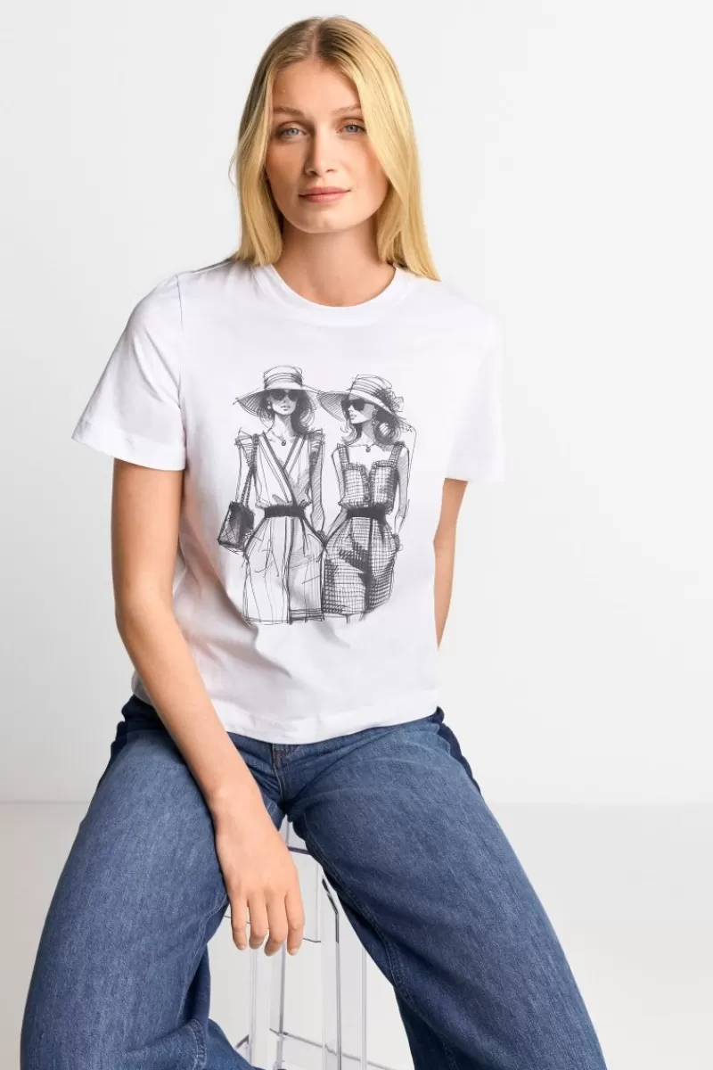 Rich & Royal Weißes T-Shirt Mit Statement-Print | Damen T-Shirts