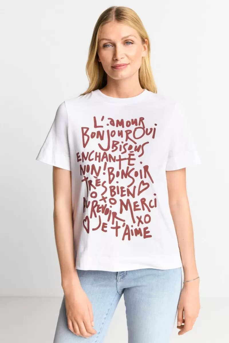 Rich & Royal Weißes T-Shirt Mit Statement-Print | Damen T-Shirts